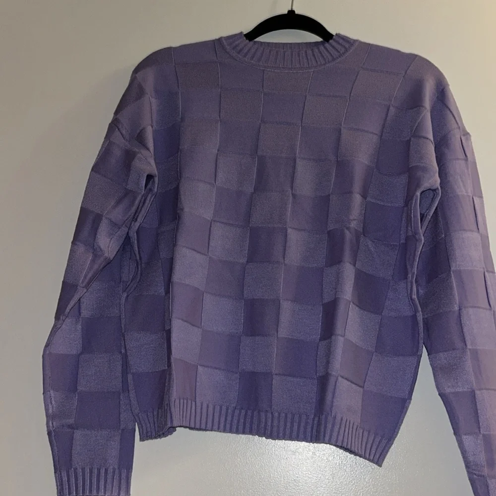 PrettyLittleThing Lilac Square Knit Oversized Sweater Small NWT